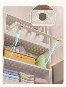 1pc Covered Dustproof Storage Cabinet, Wardrobe, Bookcase, Shelving Unit. Space-Saving, Sturdy & Stylish, Easy To Assemble & Disassemble, Portable. Suitable For Living Room, Bedroom, Entryway, Office, Home. Multi-Layer Storage. Holiday Gift, Present. Available In Black And White. Multi-Size Portable Covered Wardrobe Organizer Rack, Dustproof Clothing Organizer, Bedroom Multi-Layer Storage Rack - Multicolor - View 5