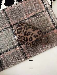 Semi-Transparent Coffee Brown Leopard Print Pro 3/2/1 & 4/3/2 Case With Keychain Loop, Protective Film Reminder, On-The-Go Stylish Accessory - Coffee Brown - View 5