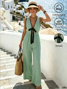 SHEIN Holidaya Nuevo mono de verano albaricoque para mujer, conjunto de verano para mujer, mono de verano para mujer, mono elegante albaricoque para mujer, conjunto elegante, mono casual albaricoque para mujer, conjunto casual para mujer, mono elegante casual albaricoque para mujer, mono de vacaciones albaricoque para mujer, conjunto de vacaciones, mono de playa para mujer, conjunto de playa para mujer, mono de vacaciones de playa para mujer, mono de graduación para mujer, mono albaricoque - Multicolor - Ver 6
