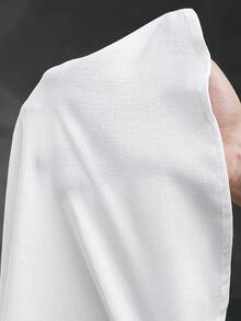 Calvornis Camisa casual de manga larga de lino texturizado de unicolor para hombre, formal - Blanco - Ver 4