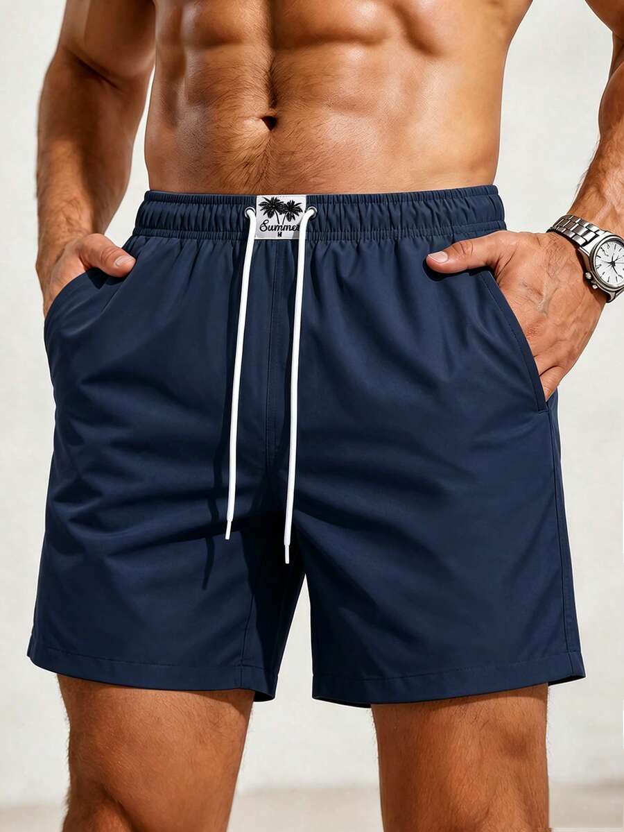 Manfinity KASUA Pantalones cortos con cordón para hombre, playa soleada, vacaciones - Azul Marino - Ver 1