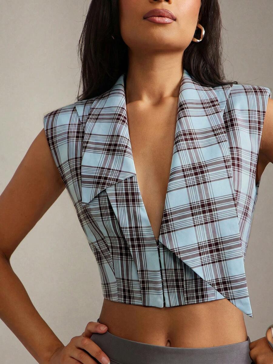 Hauture 女款優雅素色墊肩無袖結構感背心上衣,適合辦公室休閒性感風 - 彩色 - 查看 1