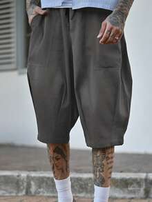 Devon Thys Pantalones cortos negros para hombre Manfinity LEGND, pantalones cortos cargo vintage, pantalones cortos casuales de corte holgado para el verano - Gris Oscuro - Ver 2