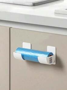 2 Pcs / Set No-Drill Trash Bag Dispenser Plastic Bag Holder,Wall Mounted Plastic Bag Organizer Grocery Bag Holder White Garbage Trash Bag Holder For Home Organization Kitchen Organizers And Storage,Rolling Pin Storage Rack, Kitchen Gadgets - Multicolor - View 13