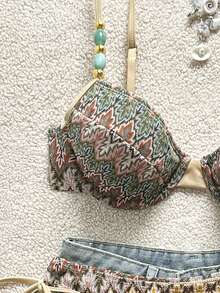 Swim Chiccia 26SS 春夏度假海灘紋理面料綠色鋼圈托高比基尼兩件套泳衣 - 彩色 - 查看 5