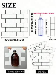 10/20 Sheets Kitchen Backsplash 3D Glossy Subway Peel And Stick Wall Tile Sticker Wallpaper - Multicolor - View 13