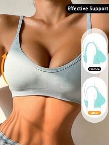 Women's Casual High Stretch Dusty Blue Backless Bralette - Dusty Blue - View 3
