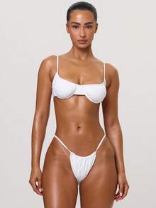 Musera Resort White Pleated Underwire Cup Detail Bikini Top - White - View 1