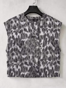 Camiseta de tirantes para hombre PAVTROS, estampado de leopardo con marca de agua tejida, verano al aire libre - Multicolor - Ver 5