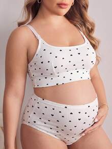 Moonlight&Mama Sweet Heart Print Plus Size Nursing Tank Top Bra With Convenient Nursing Buckle Design For Pregnant And Breastfeeding Women - White - View 4