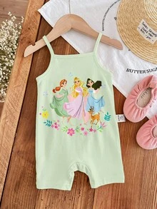 SHEIN LMoss Kids [隨機4件發1件]女嬰公主花卉印花連身短褲可愛日常穿搭 - 彩色 - 查看 9