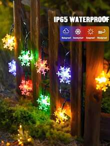 1 Set Solar Snowflake String Lights, 8 Lighting Modes, Waterproof Outdoor Fairy Lights, 20/50/100 LED Beads, Suitable For Outdoor Garden, Patio, Camping, Party, Wedding, Christmas Tree, Christmas Decor (Warm White/White/Color) - White - View 4