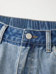 GlowEve CURVE Celana Jeans Denim Kasual Serbaguna untuk Perjalanan Sehari-hari, Ukuran Plus untuk Wanita dengan Saku dan Kancing - Biru - View 5