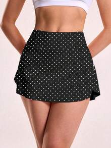 CourtClass CourtClass Women's Fashion Casual Polka Dot Striped Decorative Pocket Sports Short Skort - Multicolor - View 2