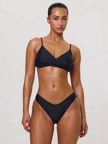 Musera Resort Black High Fit Full Coverage Cheeky Bikini Bottoms - Black - View 3