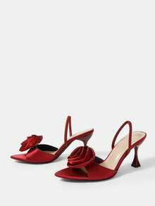 CUCCOO HITCHD Summer New Burgundy Pointed Stiletto Flower Sexy Fashion Temperament High Sense Women's High Heel Sandals - Burgundy - View 3