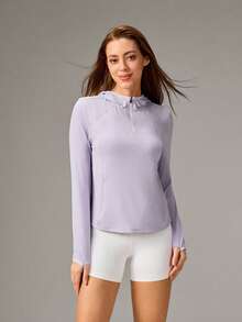 OutZeal Women Sports Sweatshirts Hiking Camping Quick-Dry Hood Active Tops - Mauve Purple - View 6