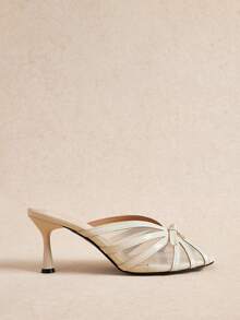 Rosivie Giày sandal cao gót nữ thời trang thanh lịch đi tiệc màu vàng, giày mùa hè - Màu be - Xem 2