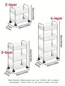 1PC 2/3/4 Tier Acrylic Rolling Storage Cart, Lightweight Luxury Utility Cart, Movable Shelving Unit For Home Use, Suitable For Toys, Bathroom, Living Room, Kitchen, Bedroom, Multipurpose Storage Rack With Wheels - Multicolor - View 8