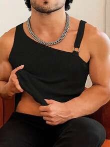 Manfinity Dauomo Summer Casual Vacation Men's Sleeveless Tank Top - Black - View 1