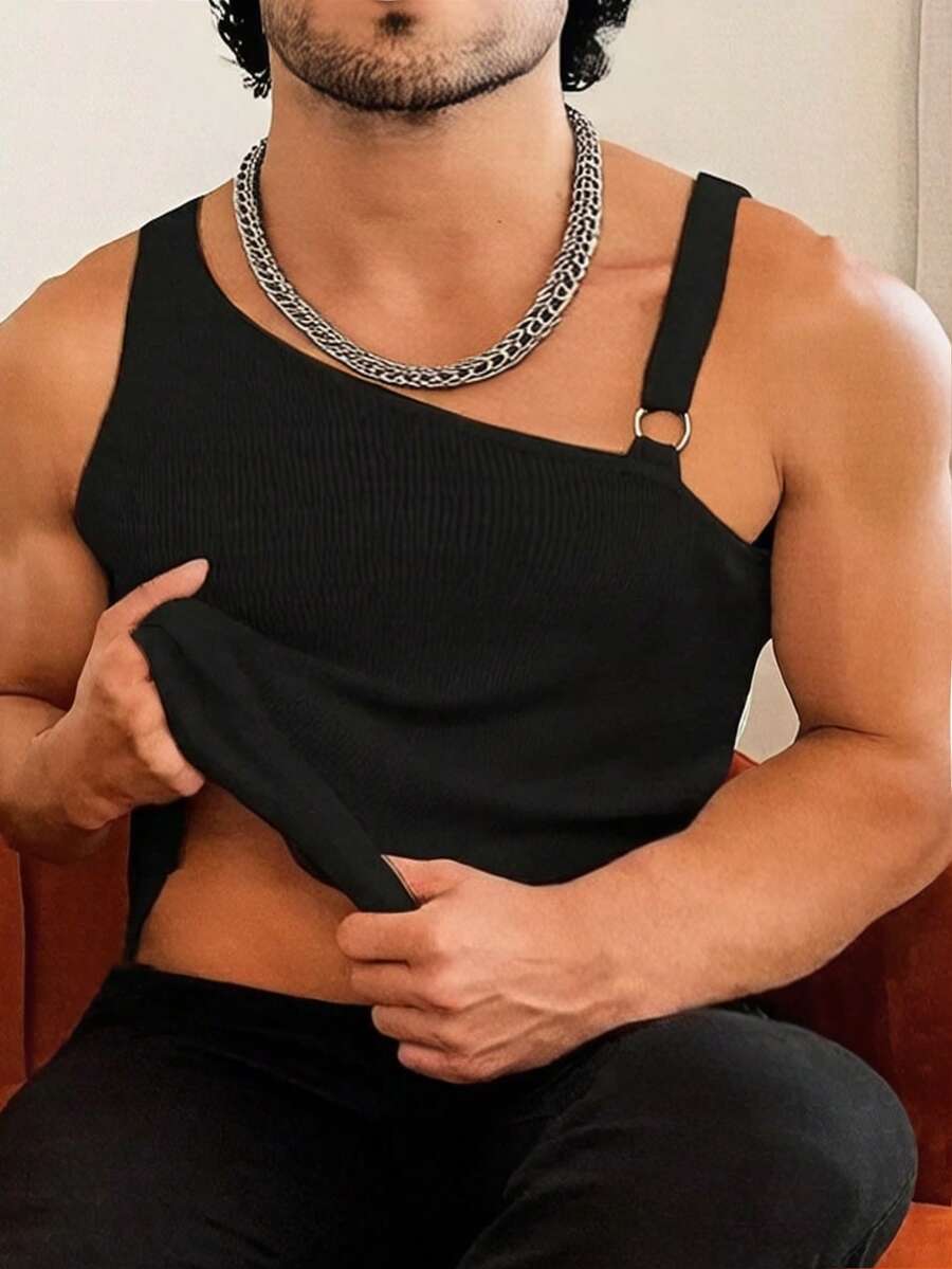 Manfinity Dauomo Summer Casual Vacation Men's Sleeveless Tank Top - Black - View 1