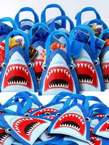 1/3/6 PCS For Business Shopping Retail Birthday Party Decoration Gift Wrapping Summer Fresh Storage Shopping Shark Shape Ocean Theme Non Woven Tote Bag Party Favor With Handle Gift Bag For Present Packaging - A - View 7
