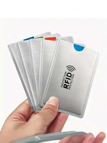 SHEIN 5/10PCS RFID Blocking Card Holder For Bank Cards, Anti-Scanning Aluminum Foil Card Sleeve, NFC Shielding Card Case, Vertical Pull-Out Design, Suitable For Bank Cards And ID Cards - Multicolor - View 4