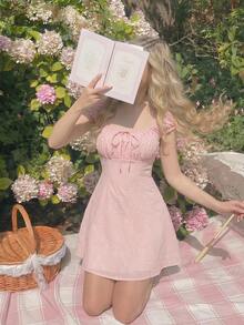 MOD Kleid mit Blumenstickerei, Rüschen, - Pink - Übersicht 8