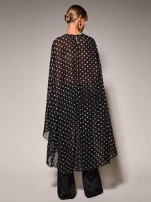 COSMINA Women's Polka Dot Casual Sexy Elegant Versatile Daily Garden Party Dinner Night Out Outing Long Top Black And White Polka Dot Autumn - Black and White - View 4