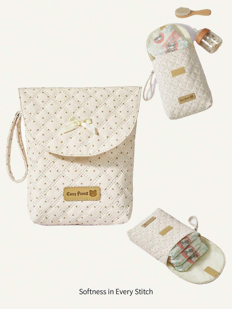 Cozy Pixies Polka Dot Heart Shaped Diaper Bag, Suitable For Stroller Use - Multicolor - View 1