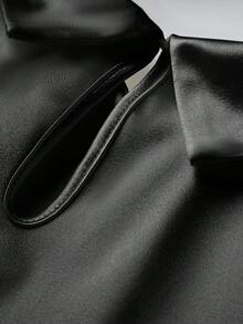SHEIN Franclia 女款襯衫領收腰蝙蝠袖上衣 - 黑色 - 查看 4