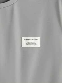 EASEVO Men's Plus Size Letter Print   Short Sleeve T-Shirt And Pants Casual Set - Light Grey - View 8