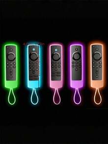 2/3/5 Packs Remote Controls Cover For Alexa Voice Remote L5B83H L5B83G P4C6EN H69A73 E4GE9R (NOT For Insignia / / Pioneer / Fire TV Remote) Sleeve Glow In The Dark With Lanyard. - Blue + green + pink + purple + orange) - View 3