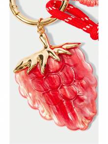 Noxbound Sweet Strawberry Resin Pendant Keychain, Red Rope Woven Beaded Bag Pendant. - Multicolor - View 6