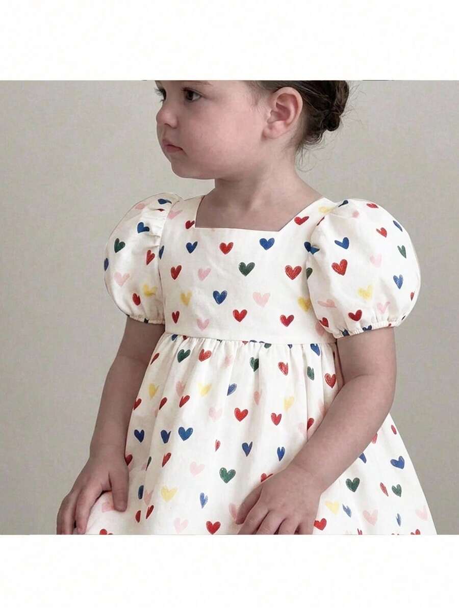 Vestido casual lindo, dulce e interesante con mangas con volantes para bebé niña/niña pequeña de 0-3 años, adecuado para uso diario y salidas en primavera/verano - Blanco - Ver 1