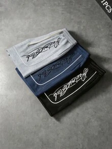 PAVTROS 男士街頭風「Signature」手寫風格休閒短褲，彈性腰抽繩短褲，針織運動褲，高辨識度街頭風，輕量機能休閒感，戶外野性風，中性穿搭，日常休閒，街頭風，時尚穿搭，休閒運動，開學季，音樂節，中性，情侶穿搭，節日禮物，男友禮物 - 灰色 - 查看 3
