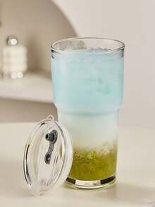 SHEIN 1 Buah Gelas Kaca dengan Sedotan, Gelas Portabel dan Bergaya Sederhana untuk Air, Teh, atau Kopi, dengan Desain yang Sangat Menarik; Berbentuk Bulat, dengan Kapasitas 600 ml - MultiWarna - View 4