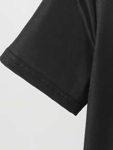 SHEIN 2件組青少年男孩夏季涼爽工裝風黑色字母印花短袖T恤與卡其色多口袋工裝褲套裝，適合日常上學、戶外玩耍、運動、通勤、旅行度假，春/夏季 - 卡其色 - 查看 6