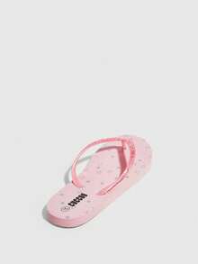 Grefit Star Printed Flat Home & Beach Flip Flops Spring Shoes Spring Break Easter For Casual Beach Style For Christmas Beach Shoes Summer Shoes - Baby Pink - View 3