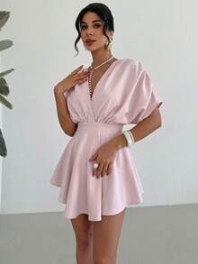 Firerie 女款休閒性感優雅不對稱迷你洋裝 / 情人節洋裝 / 生日洋裝 / 海灘度假洋裝 / 音樂節 / 派對洋裝 - 藕粉色 - 查看 3