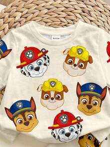 SHEIN | PAW Patrol 男嬰經典可愛卡通小狗印花圓領短袖T恤與短褲2件套，適合夏季 - 彩色 - 查看 3