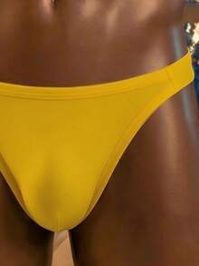SHEIN DrisQ Men's Solid Color Sexy Back Hollow Out Fashion Underwear - Yellow - View 6