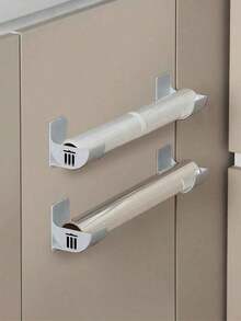 2 Pcs / Set No-Drill Trash Bag Dispenser Plastic Bag Holder,Wall Mounted Plastic Bag Organizer Grocery Bag Holder White Garbage Trash Bag Holder For Home Organization Kitchen Organizers And Storage,Rolling Pin Storage Rack, Kitchen Gadgets - Multicolor - View 6