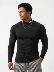 Ironwick Camiseta deportiva de manga larga con cuello alto y estampado gráfico, para hombre, color negro, para primavera/otoño - Multicolor - Ver 5