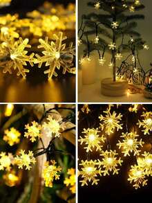 1 Set Solar Snowflake String Lights, 8 Lighting Modes, Waterproof Outdoor Fairy Lights, 20/50/100 LED Beads, Suitable For Outdoor Garden, Patio, Camping, Party, Wedding, Christmas Tree, Christmas Decor (Warm White/White/Color) - White - View 9