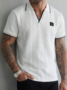 Manfinity CasualCool 男士夏季休閒 Polo 衫，領口、門襟與袖口對比色設計，舒適柔軟易穿著 - 彩色 - 查看 3