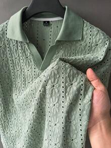 Manfinity CasualCool Men's Short Sleeve Knit Polo Shirt, Casual Vacation Style - Green - View 4