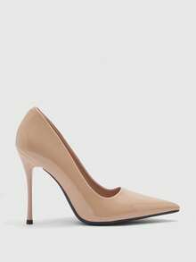 CUCCOO SZL Zapatos de tacón alto de punta fina de unicolor elegante para mujer - Albaricoque - Ver 6