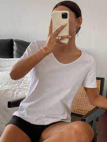 Livesso Women Summer Casual Basic Slightly Loose T-Shirt, Teacher - White - View 9