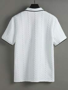 Manfinity CasualCool 男士夏季休閒 Polo 衫，領口、門襟與袖口對比色設計，舒適柔軟易穿著 - 彩色 - 查看 6